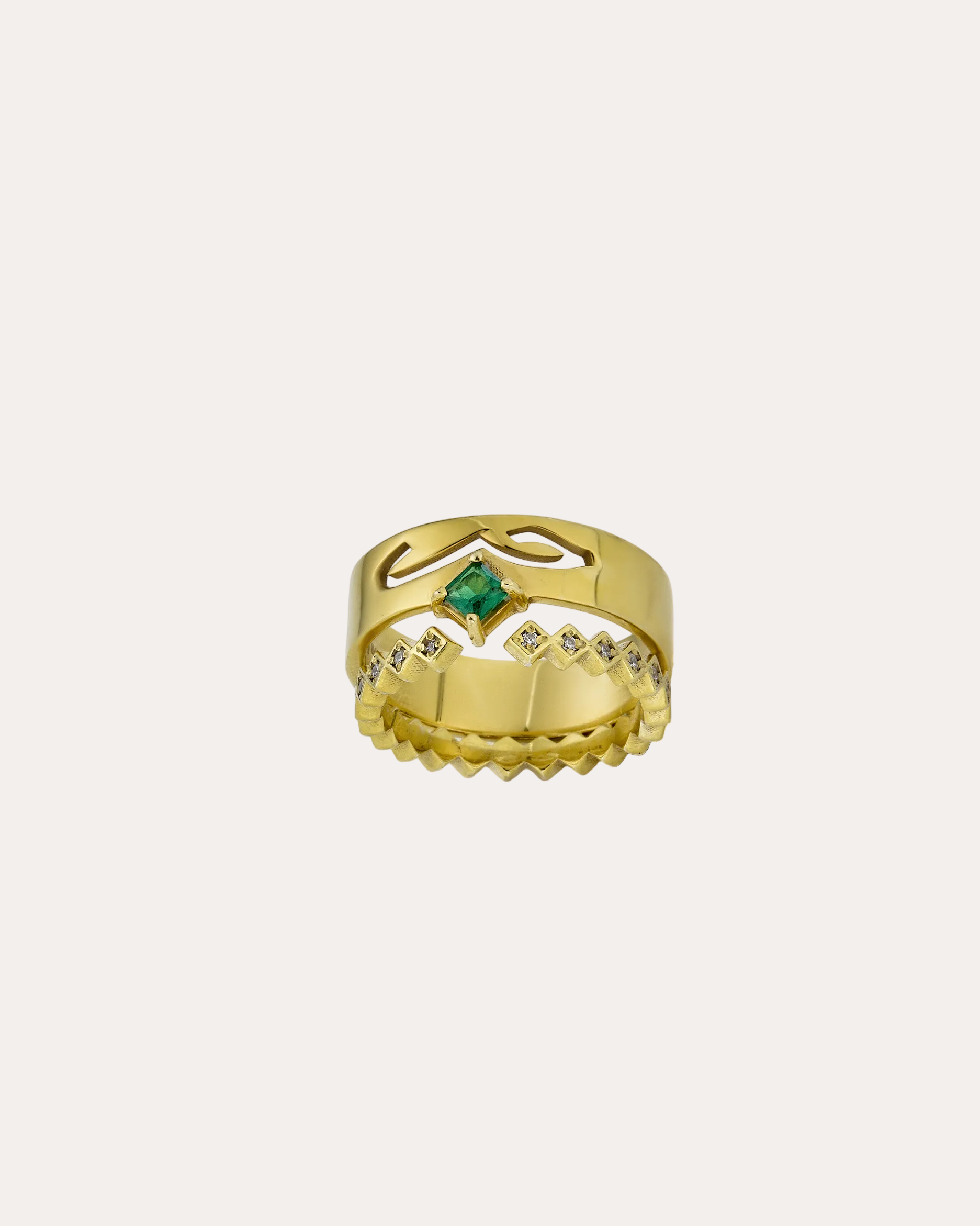 Hubb/Love Emerald Stacked Ring Set