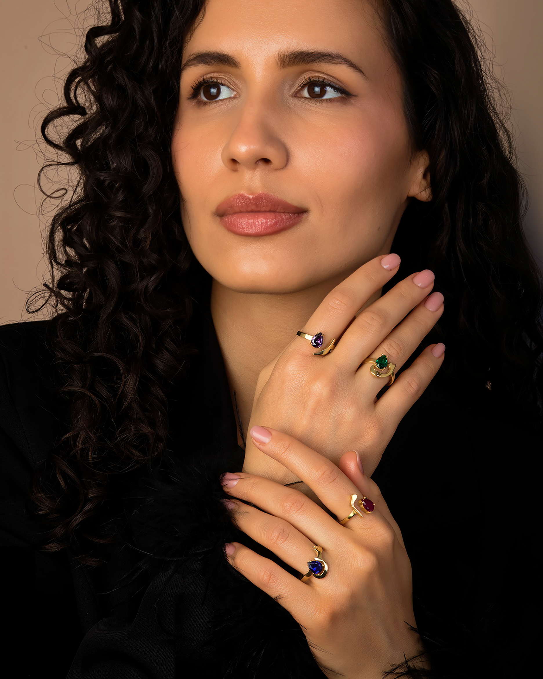 Huroof Initial Birthstone Ring