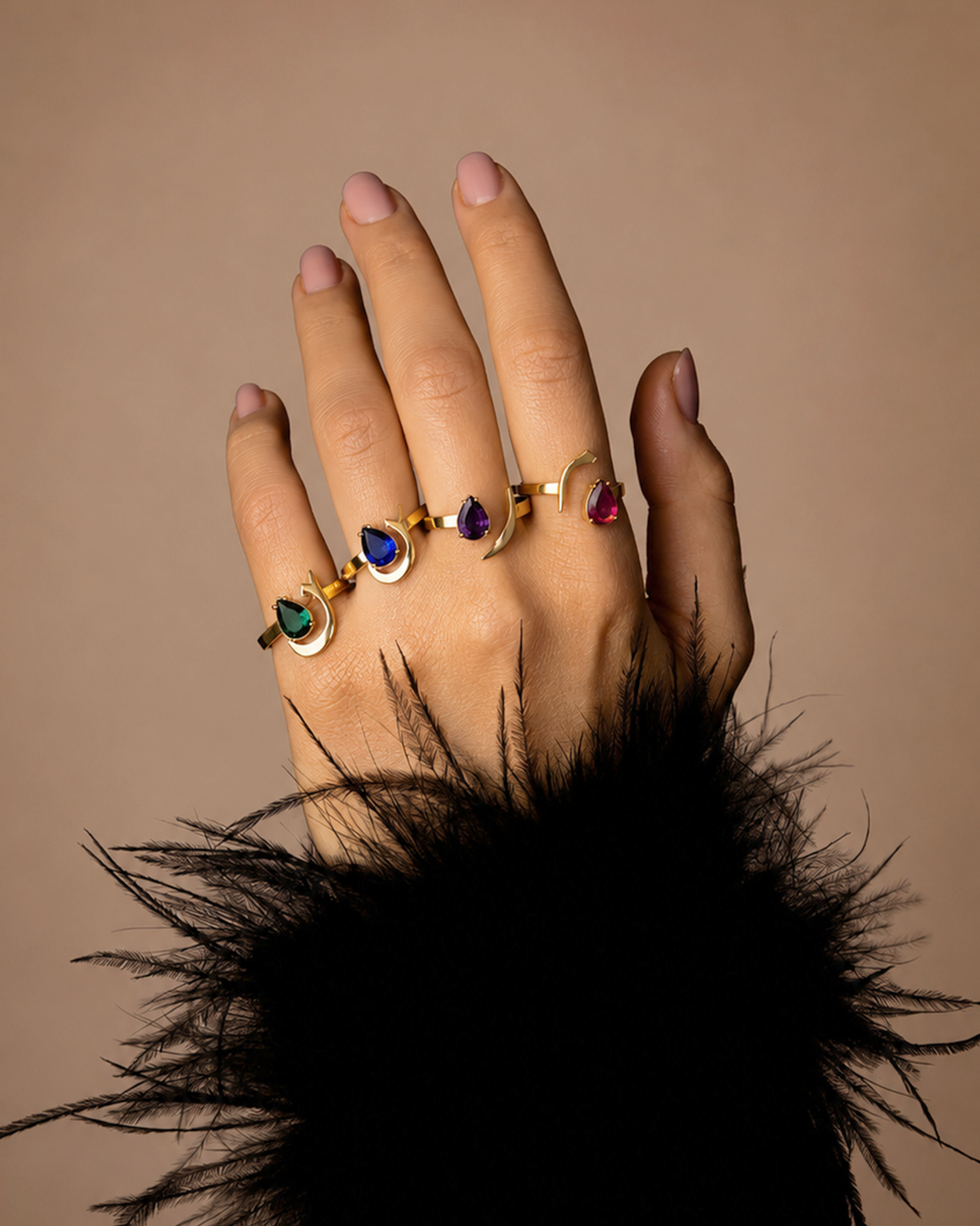 Huroof Initial Birthstone Ring