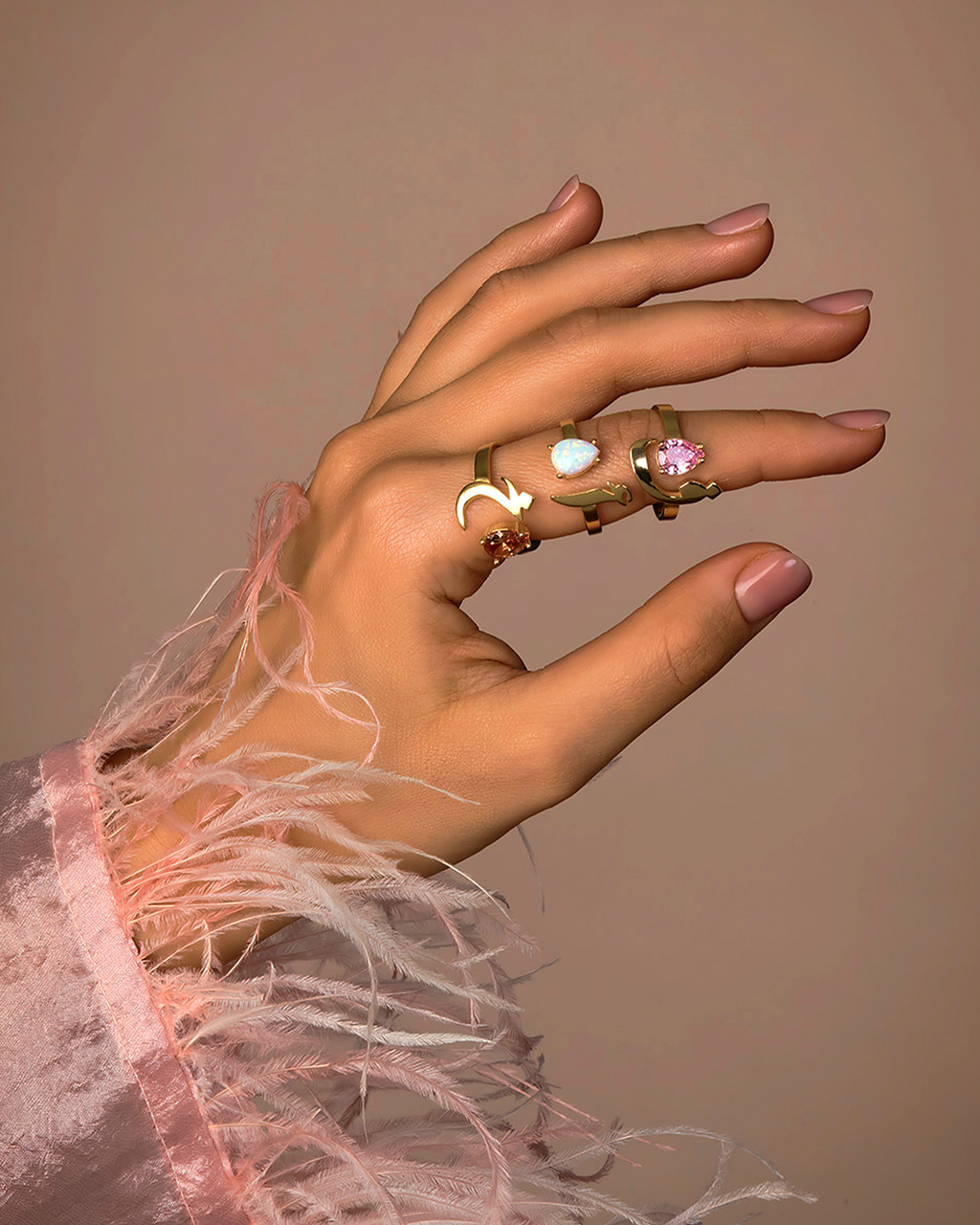 Huroof Initial Birthstone Ring