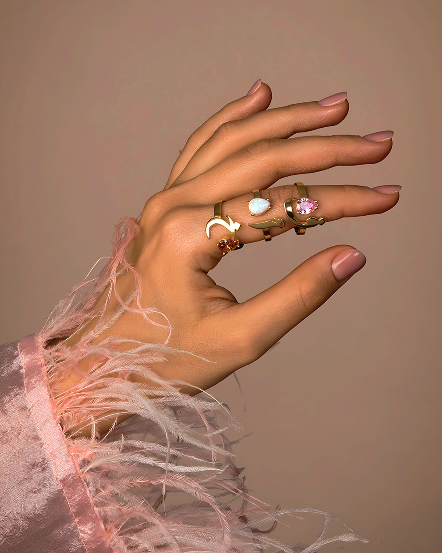 Huroof Initial Birthstone Ring
